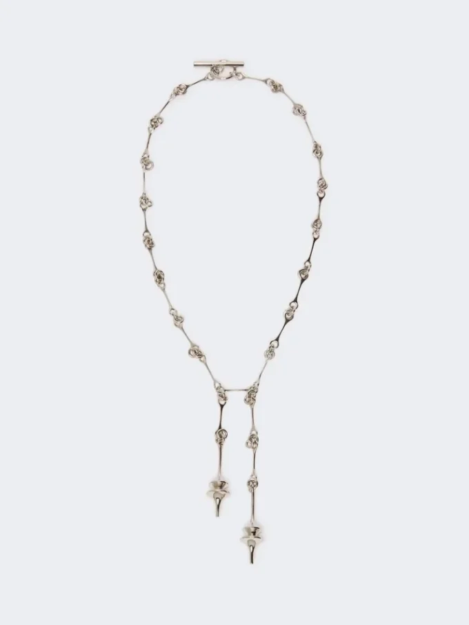 – Collier long avec double pendentif, argent – Collier long avec double pendentif, argent