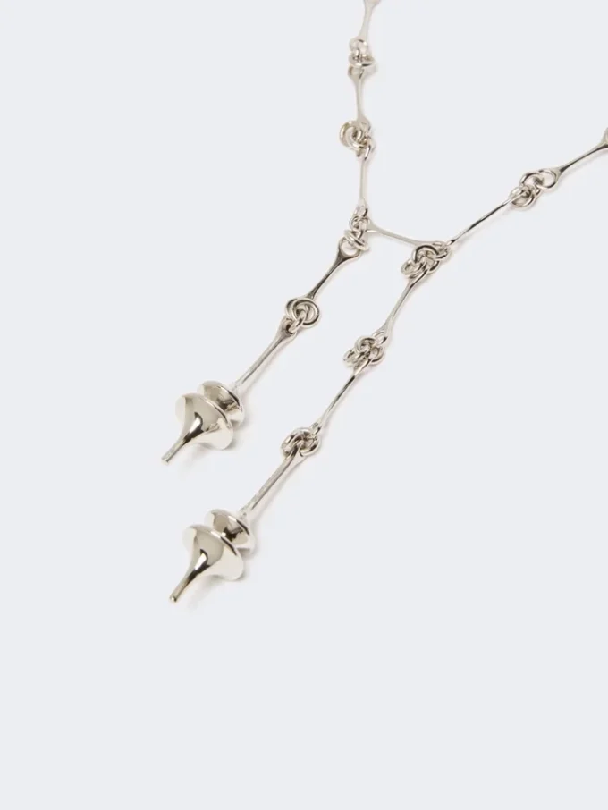 – Collier long avec double pendentif, argent – Collier long avec double pendentif, argent