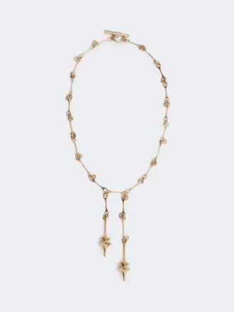 – Collier long avec double pendentif, doré