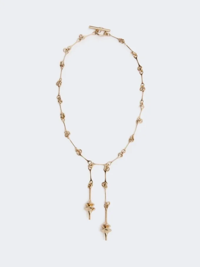 – Collier long avec double pendentif, doré – Collier long avec double pendentif, doré