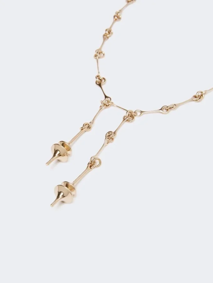 – Collier long avec double pendentif, doré – Collier long avec double pendentif, doré
