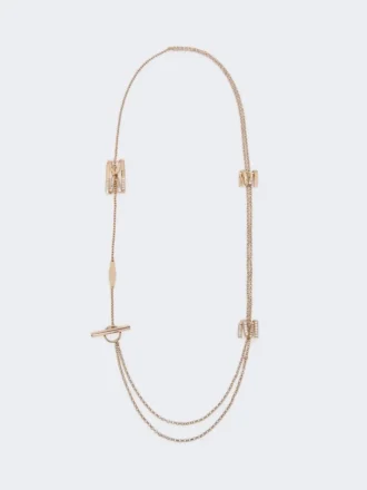 Collier long avec détails monogramme, ivoire