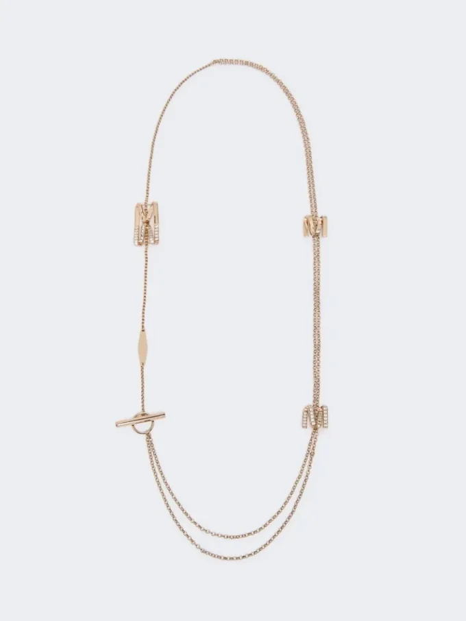 Collier long avec détails monogramme, ivoire Collier long avec détails monogramme, ivoire