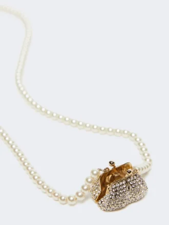 Collier pendentif sac Pasticcino, blanc optique