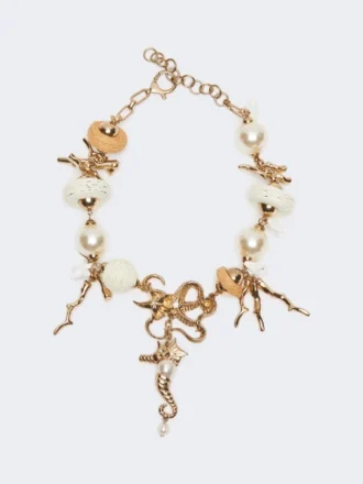 Collier ras-du-cou « Abissi » en métal et raphia, doré Collier ras-du-cou « Abissi » en métal et raphia, doré