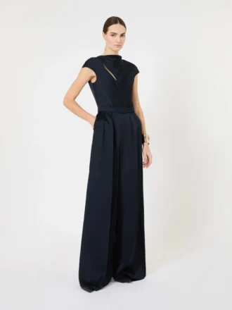 Combinaison en satin envers, bleu nuit