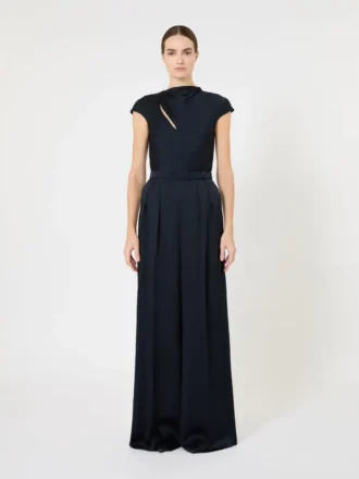 Combinaison en satin envers, bleu nuit