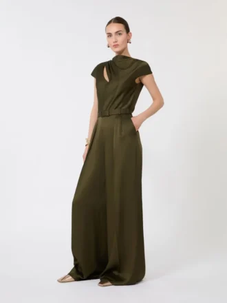 Combinaison en satin envers, vert mousse