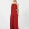 Combinaison fluide en satin envers, rouge