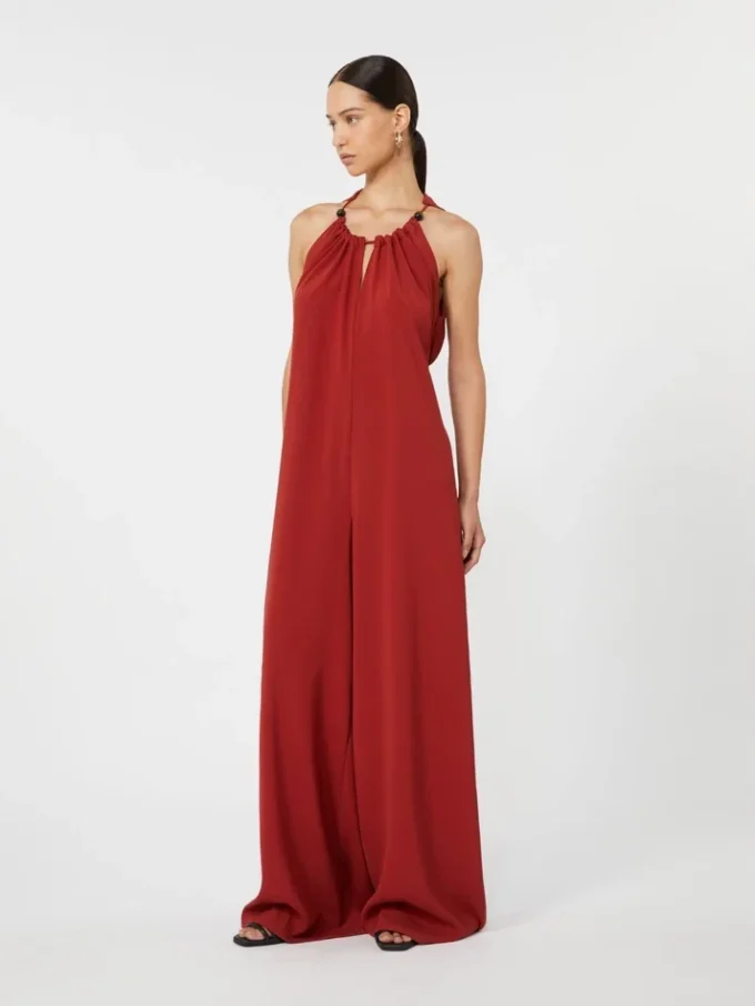 Combinaison fluide en satin envers, rouge