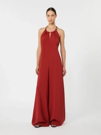 Combinaison fluide en satin envers, rouge