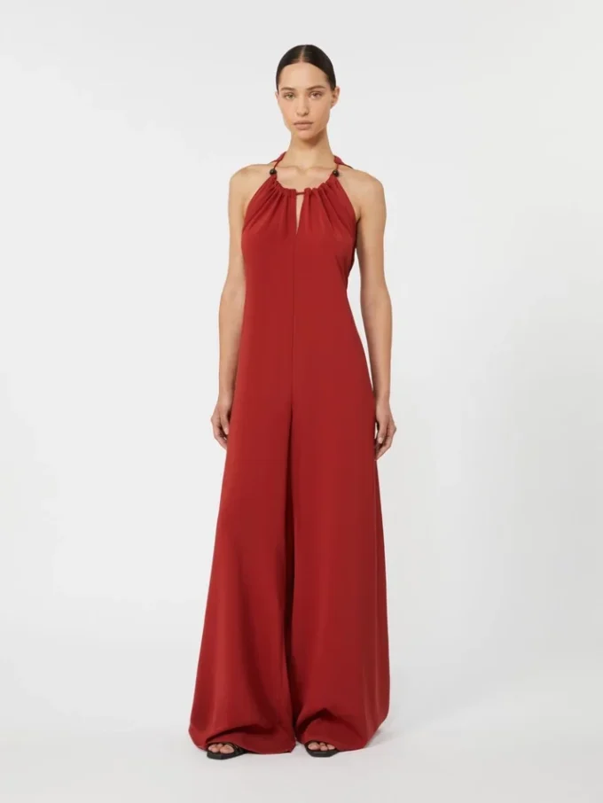 Combinaison fluide en satin envers, rouge