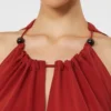 Combinaison fluide en satin envers, rouge