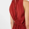 Combinaison fluide en satin envers, rouge