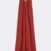 Combinaison fluide en satin envers, rouge