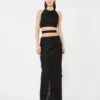 Jupe midi en jacquard de soie, noire Jupe midi en jacquard de soie, noire