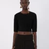 Crop top en viscose stretch, noir Crop top en viscose stretch, noir