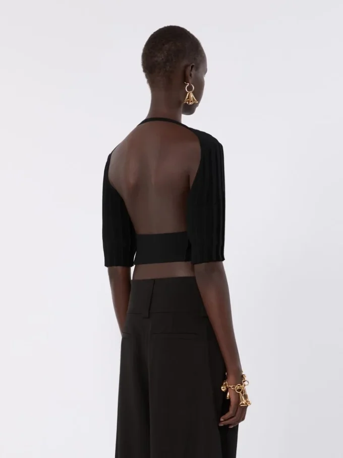 Crop top en viscose stretch, noir Crop top en viscose stretch, noir