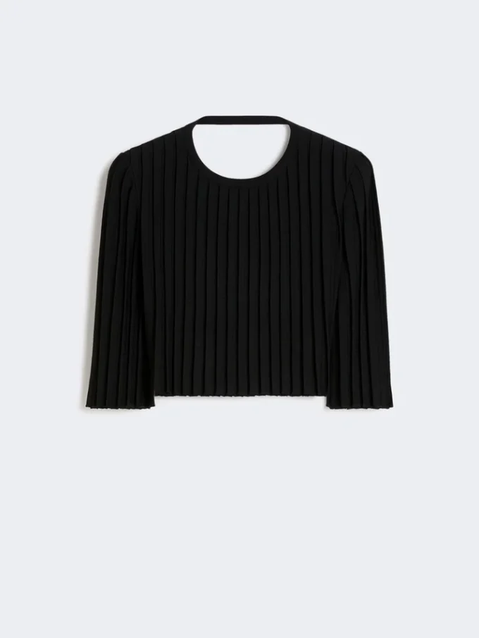 Crop top en viscose stretch, noir Crop top en viscose stretch, noir