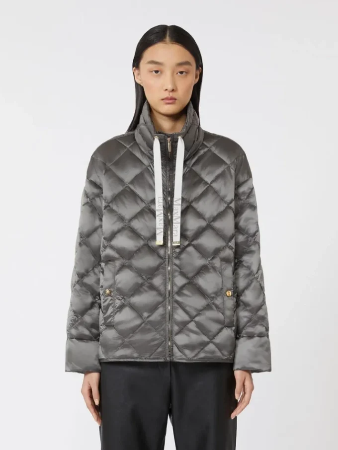 Doudoune courte en toile déperlante, gris foncé Doudoune courte en toile déperlante, gris foncé