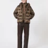 Doudoune en toile déperlante avec ceinture, marron noisette Doudoune en toile déperlante avec ceinture, marron noisette