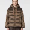 Doudoune en toile déperlante avec ceinture, marron noisette Doudoune en toile déperlante avec ceinture, marron noisette