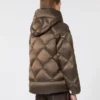 Doudoune en toile déperlante avec ceinture, marron noisette Doudoune en toile déperlante avec ceinture, marron noisette