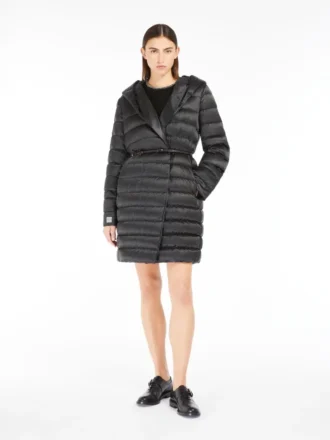 Doudoune réversible en satin déperlant, noir Doudoune réversible en satin déperlant, noir