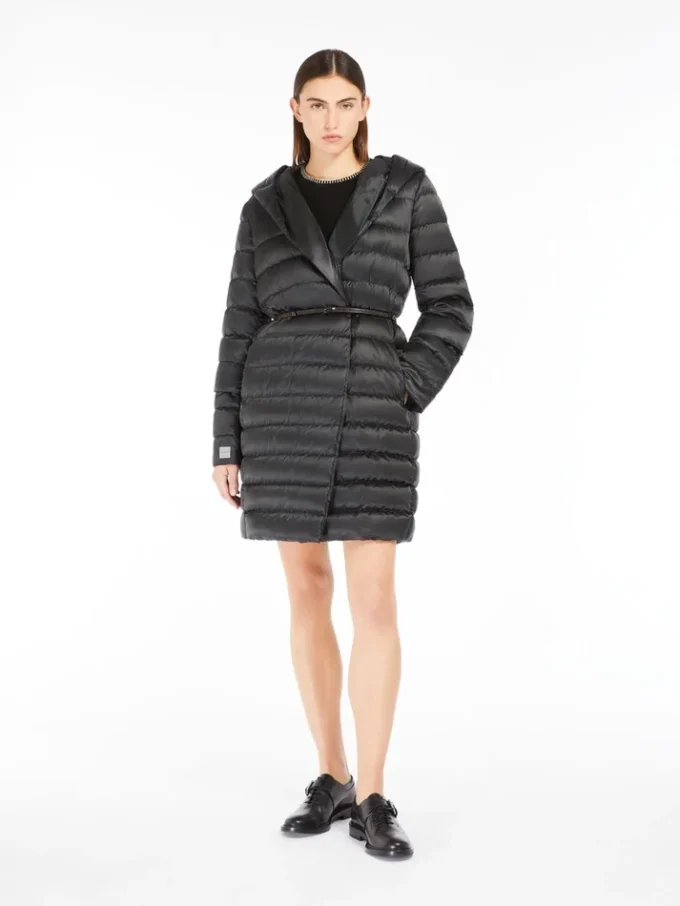 Doudoune réversible en satin déperlant, noir Doudoune réversible en satin déperlant, noir