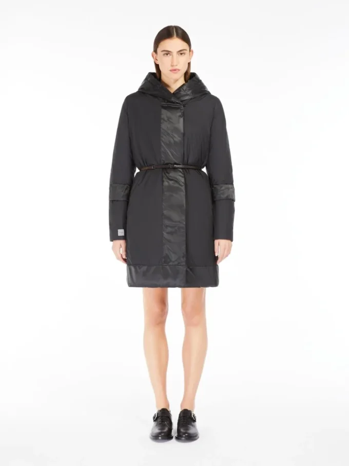 Doudoune réversible en satin déperlant, noir Doudoune réversible en satin déperlant, noir