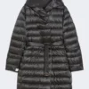 Doudoune réversible en satin déperlant, noir Doudoune réversible en satin déperlant, noir