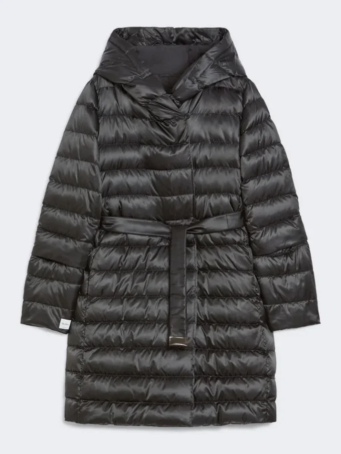 Doudoune réversible en satin déperlant, noir Doudoune réversible en satin déperlant, noir