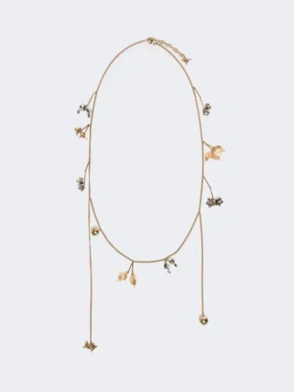 Ensemble de colliers en métal et verre, émeraude