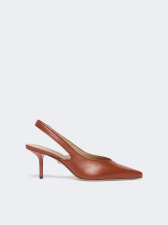 Escarpins à bride arrière en cuir nappa, couleur rouille