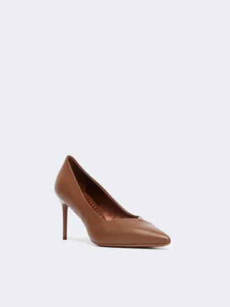 Escarpins en cuir nappa, couleur tabac