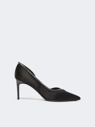 Escarpins en satin ornés de cristaux, noirs