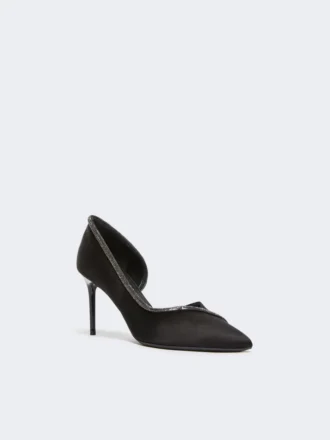 Escarpins en satin ornés de cristaux, noirs