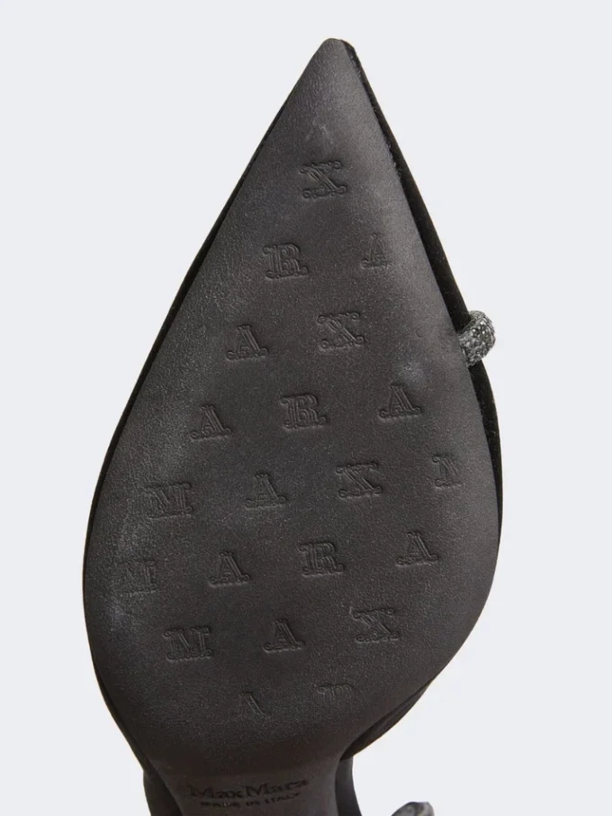 Escarpins en satin ornés de cristaux, noirs Escarpins en satin ornés de cristaux, noirs