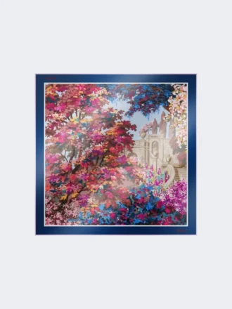 Foulard en soie imprimé, bleu nuit