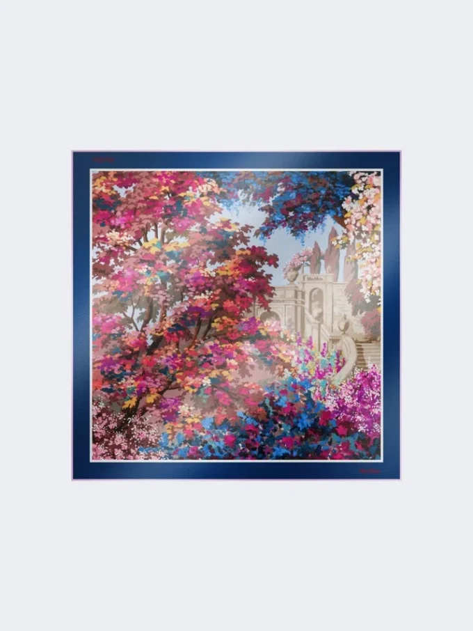 Foulard en soie imprimé, bleu nuit Foulard en soie imprimé, bleu nuit