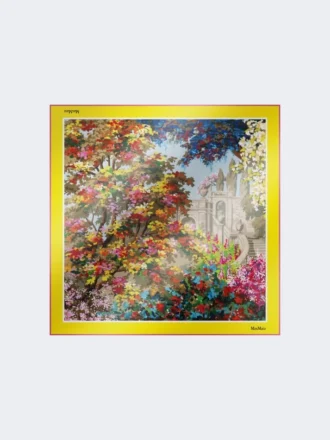 Foulard en soie imprimé, jaune pâle