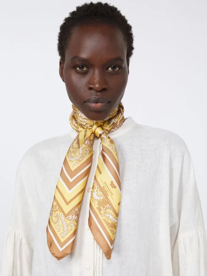 Foulard en soie imprimé, vert Foulard en soie imprimé, vert