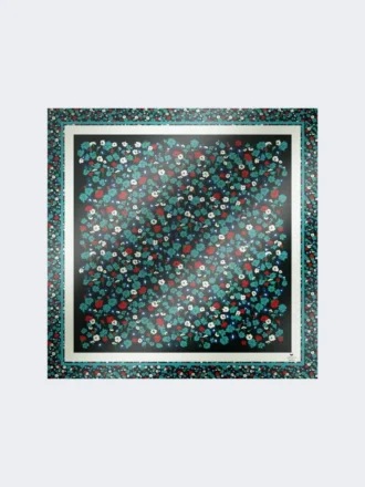 Foulard en twill de soie imprimé, ivoire