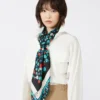 Foulard en twill de soie imprimé, ivoire Foulard en twill de soie imprimé, ivoire