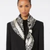 Foulard en twill de soie imprimé, noir Foulard en twill de soie imprimé, noir