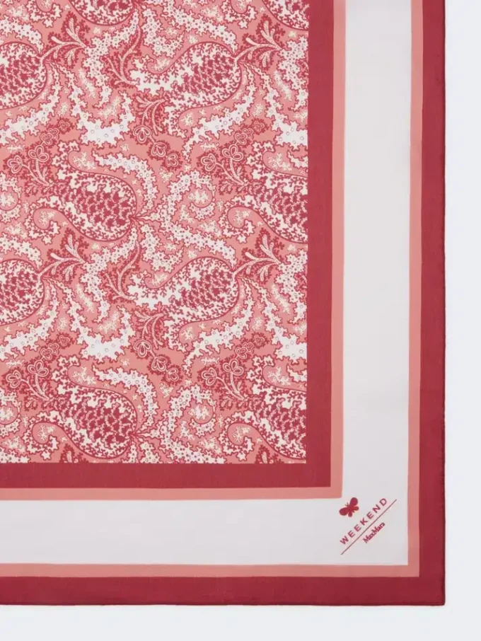 Foulard maxi carré en modal et soie, couleur saumon