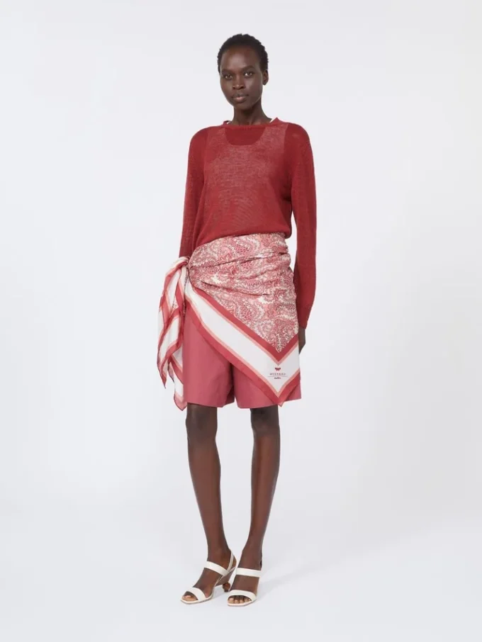 Foulard maxi carré en modal et soie, couleur saumon