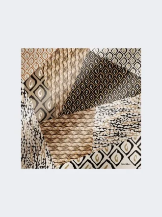 Foulard oversize en soie imprimée, beige