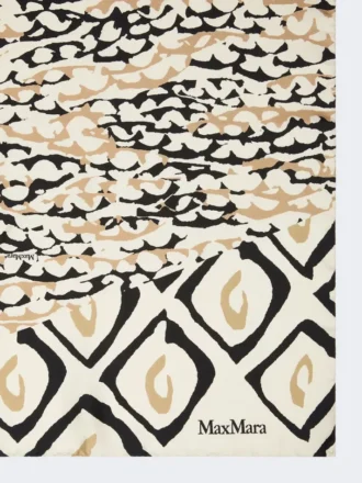 Foulard oversize en soie imprimée, beige