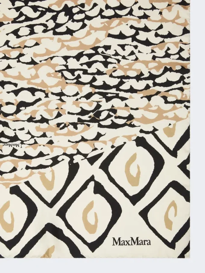 Foulard oversize en soie imprimée, beige